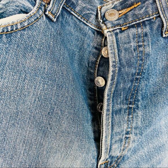 MENS LEVIS 501 33 x 34 Blue Denim Button Fly Denim Jeans Slim Skinny Straight - Picture 2 of 12
